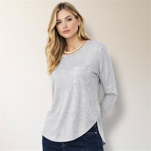 New Grey Lab Anthropologie M Heather Gray Modal Pocket Tee Hi Low Hem Relaxed